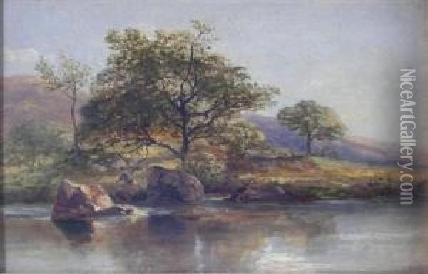 Near Capel Curig, North Wales Oil Painting - James Poole