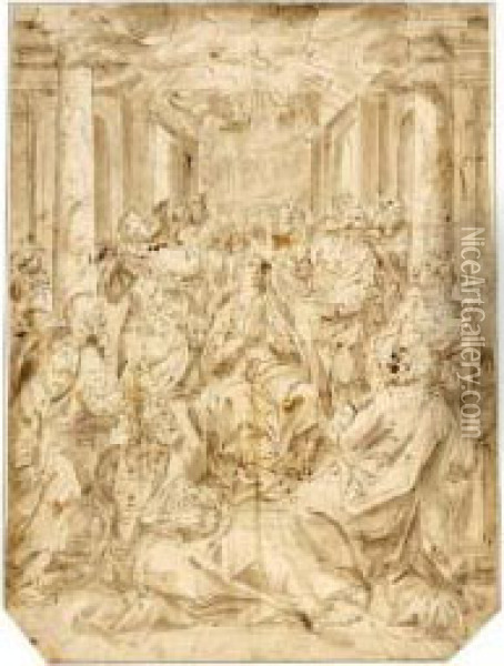 Pentecost (acts 2:1-4) Oil Painting - Hendrick De Clerck