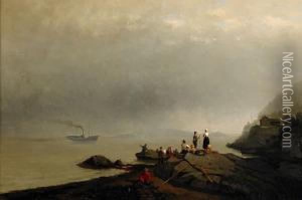 Den Tyske Kronprinsen Anlander Till Norge Oil Painting - Niels Bjornson Moller