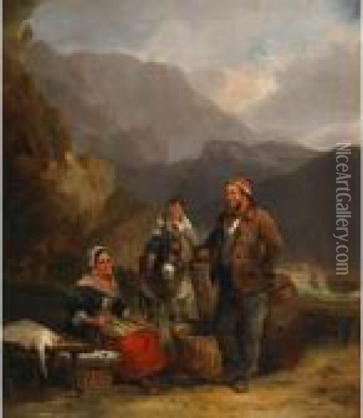 The Fisherman And His Family Oil Painting - Snr William Shayer