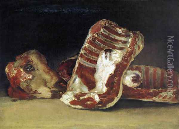 A Butcher's Counter Oil Painting - Francisco De Goya y Lucientes