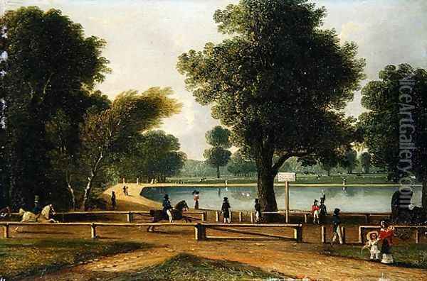 The Serpentine, Hyde Park Oil Painting - George (Sydney) Shepherd