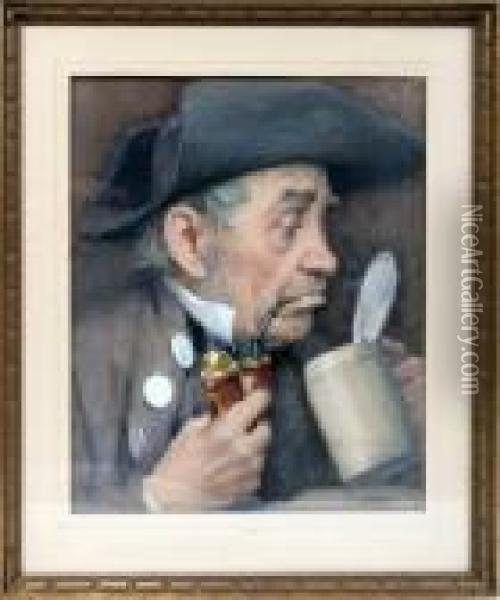 Having Stein Of Beer Oil Painting - Edward Henry Potthast