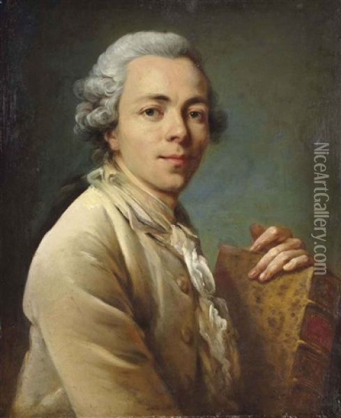 Portrait D'un Homme Portant Un Exemplaire Des Essais De Montaigne Oil Painting - Johann Anton de Peters
