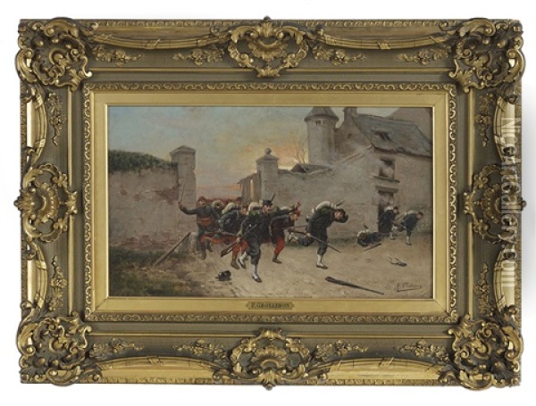 Charge De L'infantrie Oil Painting - Paul (Louis Narcisse) Grolleron