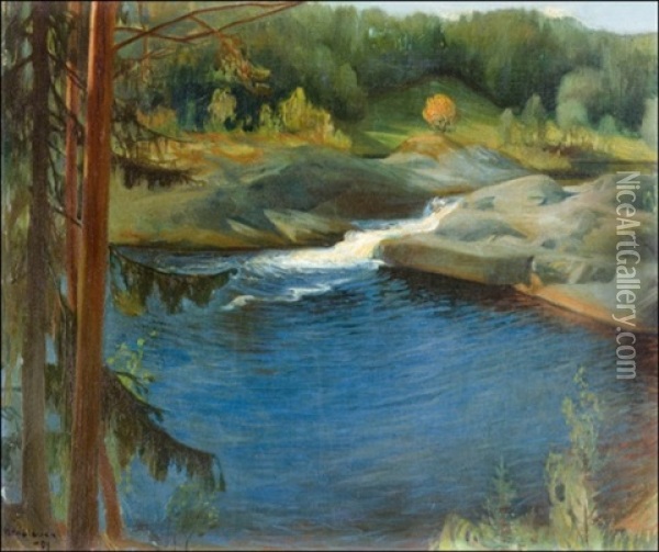 Virtaavaa Vetta Oil Painting - Vaeinoe Haemaelaeinen