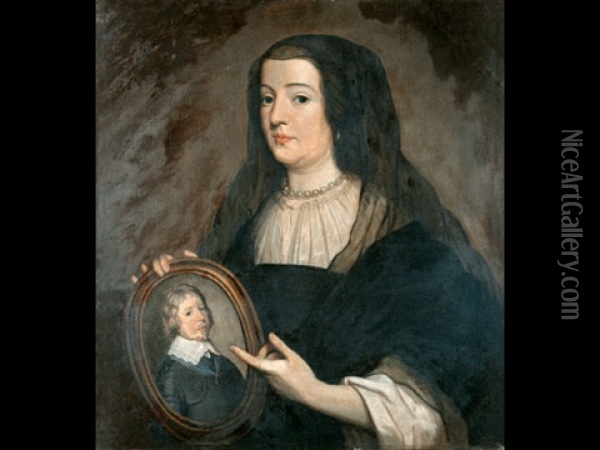 Amalia Von Solms In Witwentracht Oil Painting - Gerrit Van Honthorst