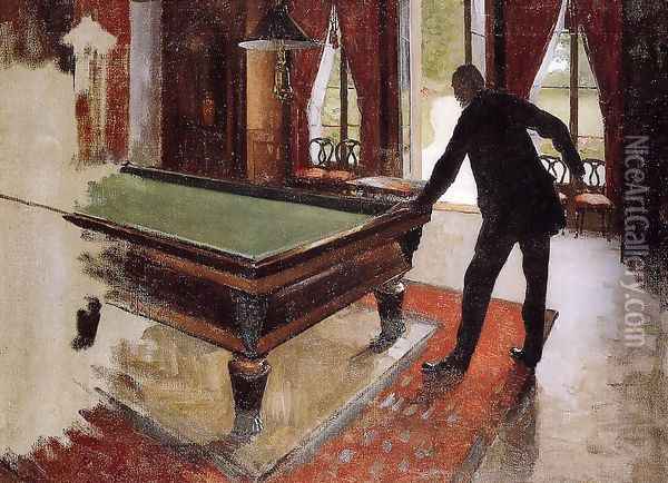 Billiards (unfinished) Oil Painting - Gustave Caillebotte