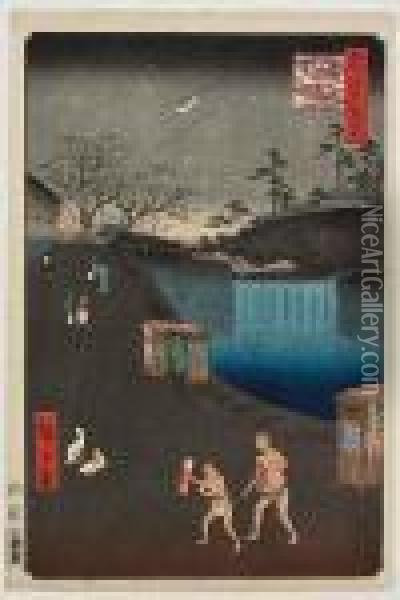 Toronomongai Aoizaka Oil Painting - Utagawa or Ando Hiroshige