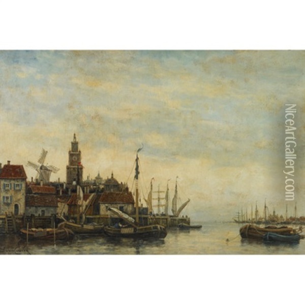 Shipping Scene Oil Painting - Hermanus Koekkoek the Younger