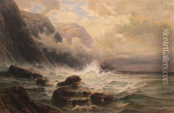 Rocky Seascape Oil Painting - Carl Philipp Weber