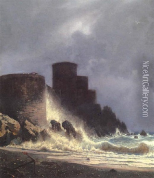 Amalfi Oil Painting - Friedrich Nerly