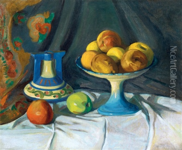Still-life With Apples Oil Painting - Jenoe Szigeti