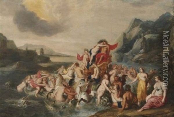 Le Triomphe De Neptune Et D'amphitrite (in 2 Parts) Oil Painting - Hendrik van Balen the Younger
