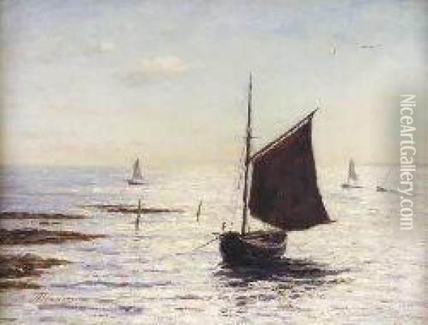 Fishing Boats At Dawn Oil Painting - Joseph Henderson