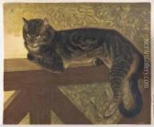 Ete, Chat Sur Une Balustrade Oil Painting - Theophile Alexandre Steinlen