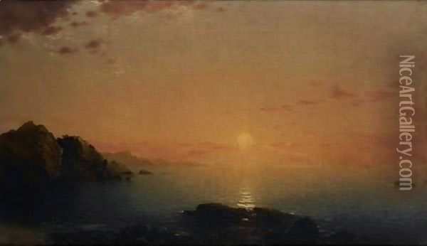 Coastal Sunset Oil Painting - John Frederick Kensett