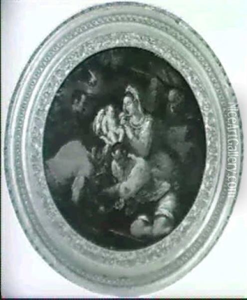 Den Hellige Familie (diam 19cm.) Oil Painting - Abraham Bloemaert