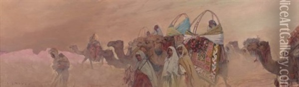Caravane Dans Le Desert Oil Painting - Eugene F. A. Deshayes