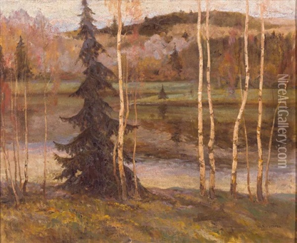 Malerische Landschaft Mit Birken, Im Typischen Duktus Des Russischen Realismus Oil Painting - Mikhail Vasilievich Nesterov
