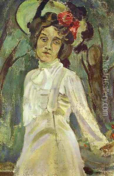 Portrait of Nadezhda Stanyukovich, 1903 Oil Painting - Viktor Elpidiforovich Borisov-Musatov