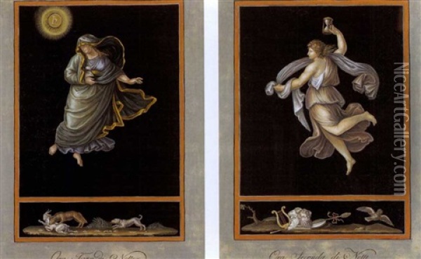 Le Ore (set Of 10) Oil Painting - Michelangelo Maestri