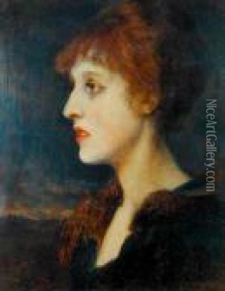 Portret Mlodej Kobiety Oil Painting - Jan Styka