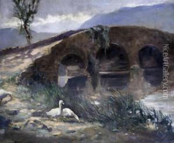 The Old Bridge Oil Painting - Adrian Scott Stokes