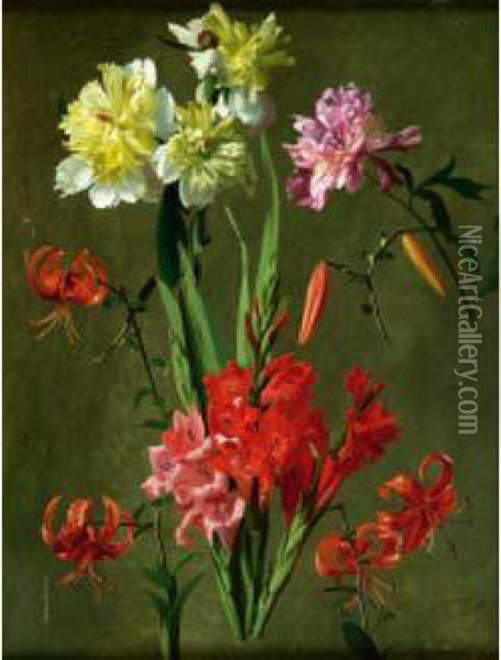 Etude De Fleurs Oil Painting - Louis Pautex