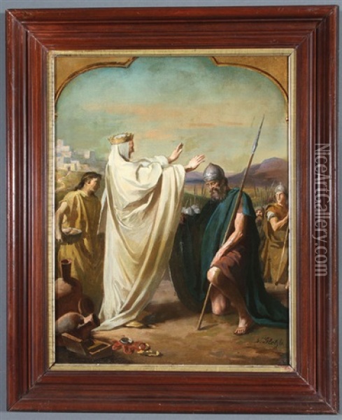 Melchizedek Blessing Abraham Oil Painting - Ludwig Glotzle