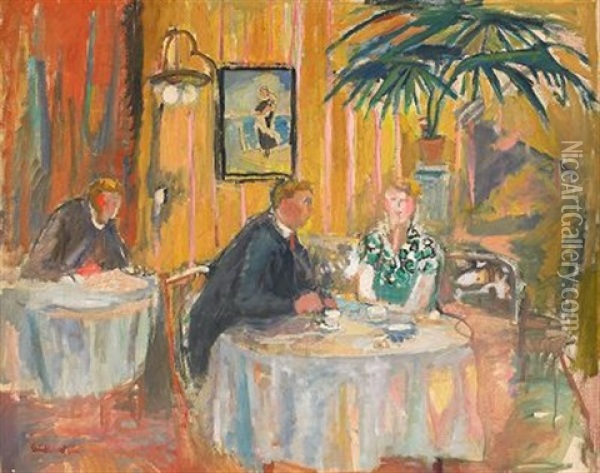 Kafeet I Rejmyre Oil Painting - Eric C. Hallstroem