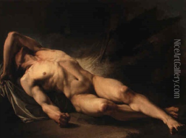 The Sleeping Hector Oil Painting - Jean Baptiste Henri Deshays