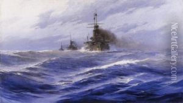 Navy Oil Painting - Arthur Georges Baron Von Ramberg: