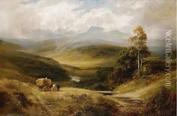 The Lledr Valley, North Wales Oil Painting - George Turner
