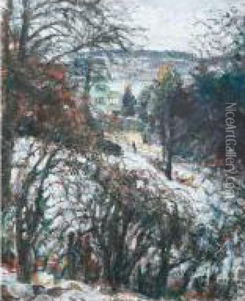 Wintertag Am Zurichsee, 1941/44 Oil Painting - Alfred Marxer