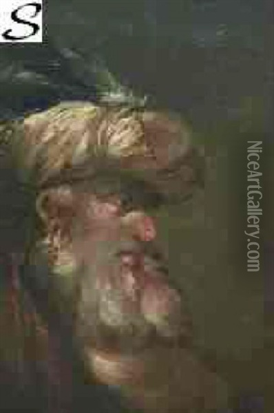 Man In Turban Oil Painting - August Heinrich Riedel