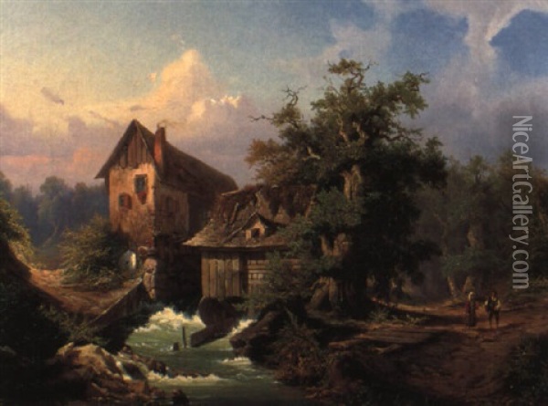Alpenlandschaft Oil Painting - Hans Heinrich Juergen Brandes