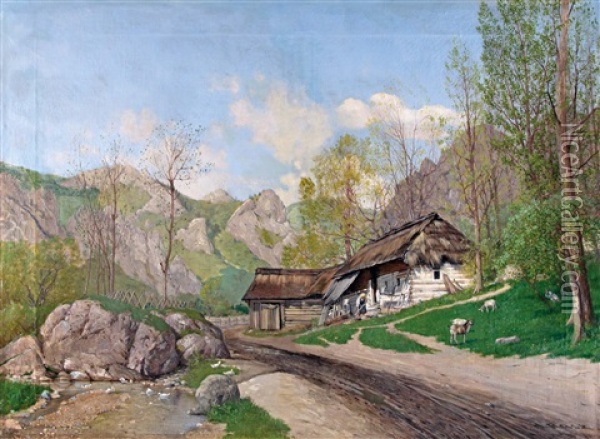 Udvarhaz Oil Painting - Hermann Reisz
