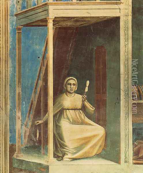 No. 3 Scenes from the Life of Joachim- 3. Annunciation to St Anne (detail) 1304 Oil Painting - Giotto Di Bondone