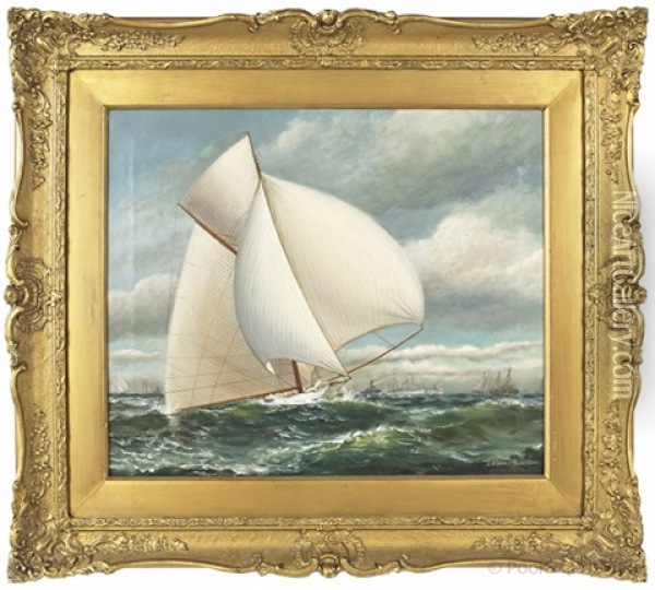 Portrait Of A Sailboat Oil Painting - James Stuart Blackton