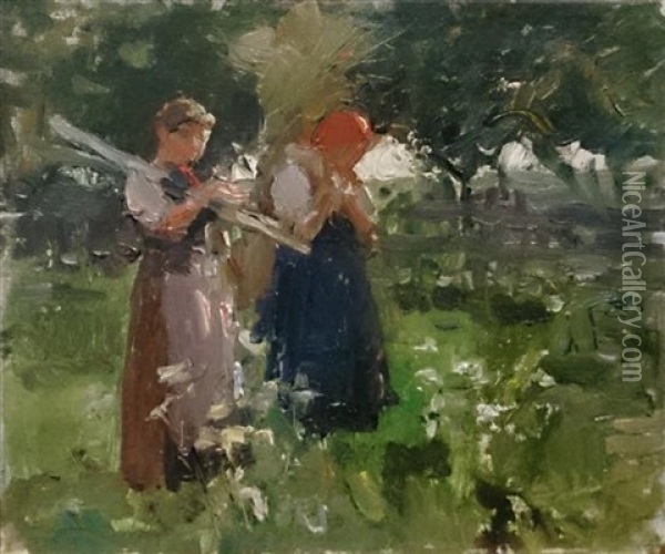 Two Peasants Oil Painting - Max Liebermann