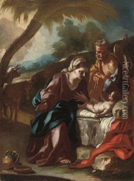 The Rest On The Flight Into Egypt Oil Painting - Francesco Solimena