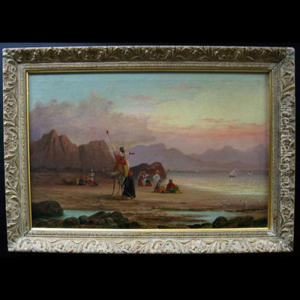 Pilgrims At The Gulf Of Arabian - Red Sea Oil Painting - Millson Hunt