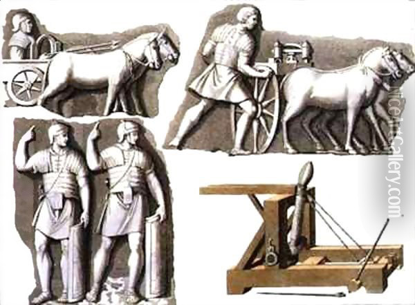 Roman military weapons and equipment Oil Painting - D.K. Bonatti