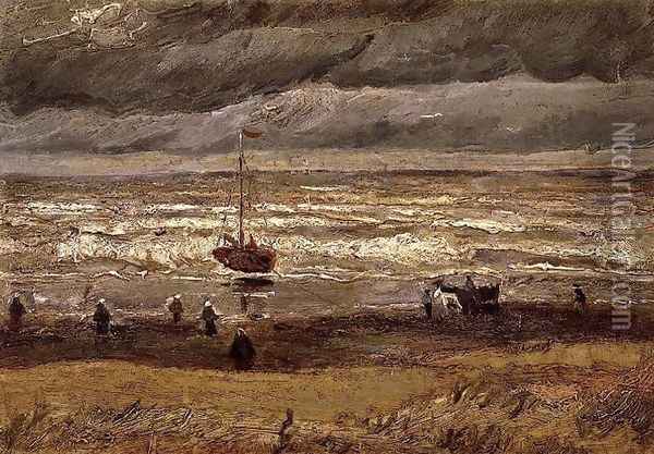 Beach at Scheveningen in Stormy Weather Oil Painting - Vincent Van Gogh
