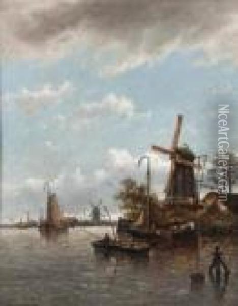 Vue De La Meuse A Papendrecht, Au Printemps Oil Painting - Auguste Henri Musin