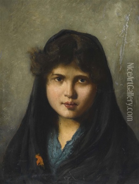 Portrat Einer Jungen Italienerin Oil Painting - Alfred Henri Berthoud