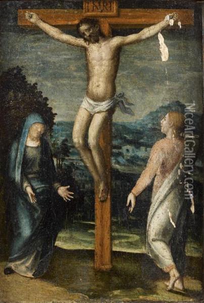 La Crucifixion Avec La Vierge Et Saint Jean Oil Painting - Juan De Flandres
