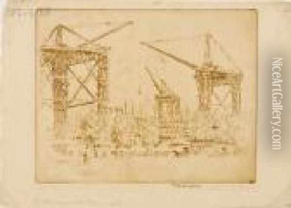 Great Cranes, South Kensington Oil Painting - Joseph Pennell