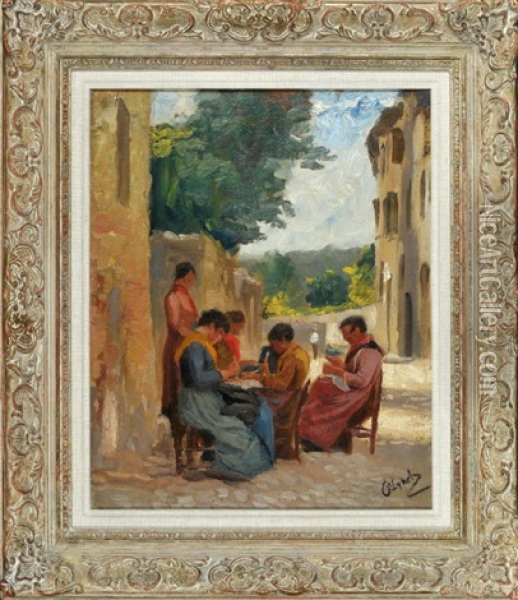 Italienische Klopplerinnen In Dorfgasse Oil Painting - Carl (Karl, Charles) O'Lynch of Town
